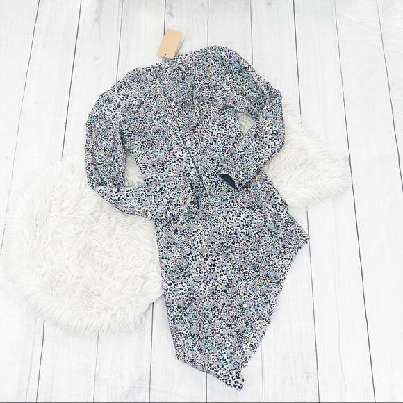 Sandra Mansour Women's‎ Sequined Velvet Leopard Asymmetrical hem Mini Dress - Picture 4 of 5